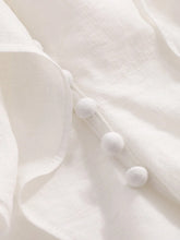 DAZY Women's Solid Color Relaxed Fit Bell Sleeve Shirt With Ruffle Hem And Tie Waist